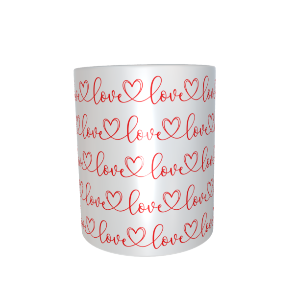 Cup with heart pattern white - Love - panoramic print - desired print optional